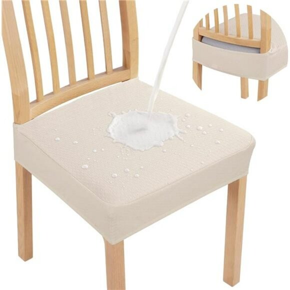 Waterproof Dining Chair Seat Covers Set of 4 Washable Stretch Slipcovers - Picture 1 of 7